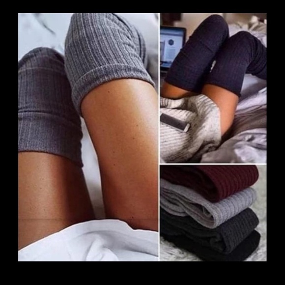 New With Tags Black Ribbed Tall Socks - Picture 2 of 2